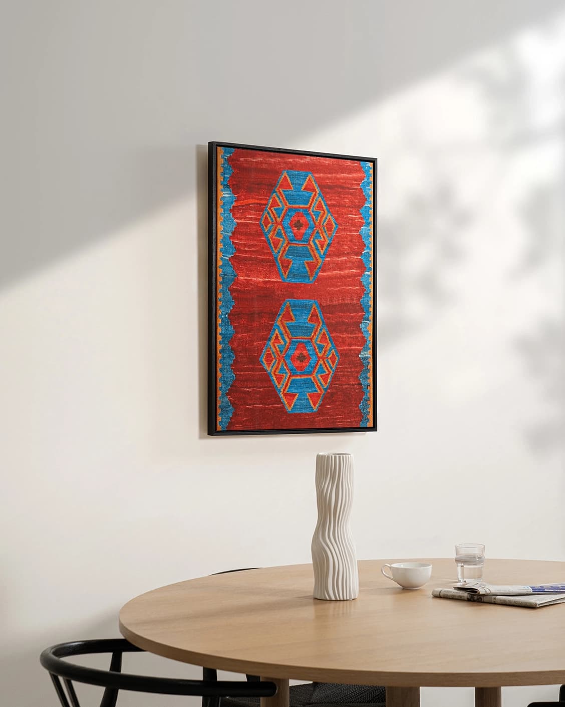 Scorpio canvas in red and blue, shown in a lifestyle right view as image 4
