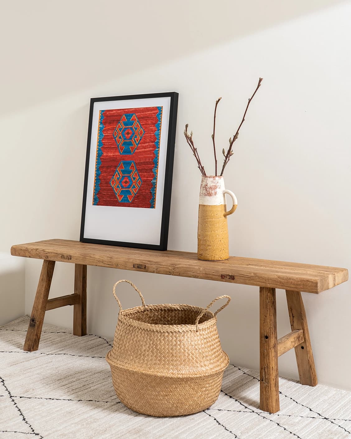 Scorpio fine art print in red and blue, shown in a lifestyle right view as image 3