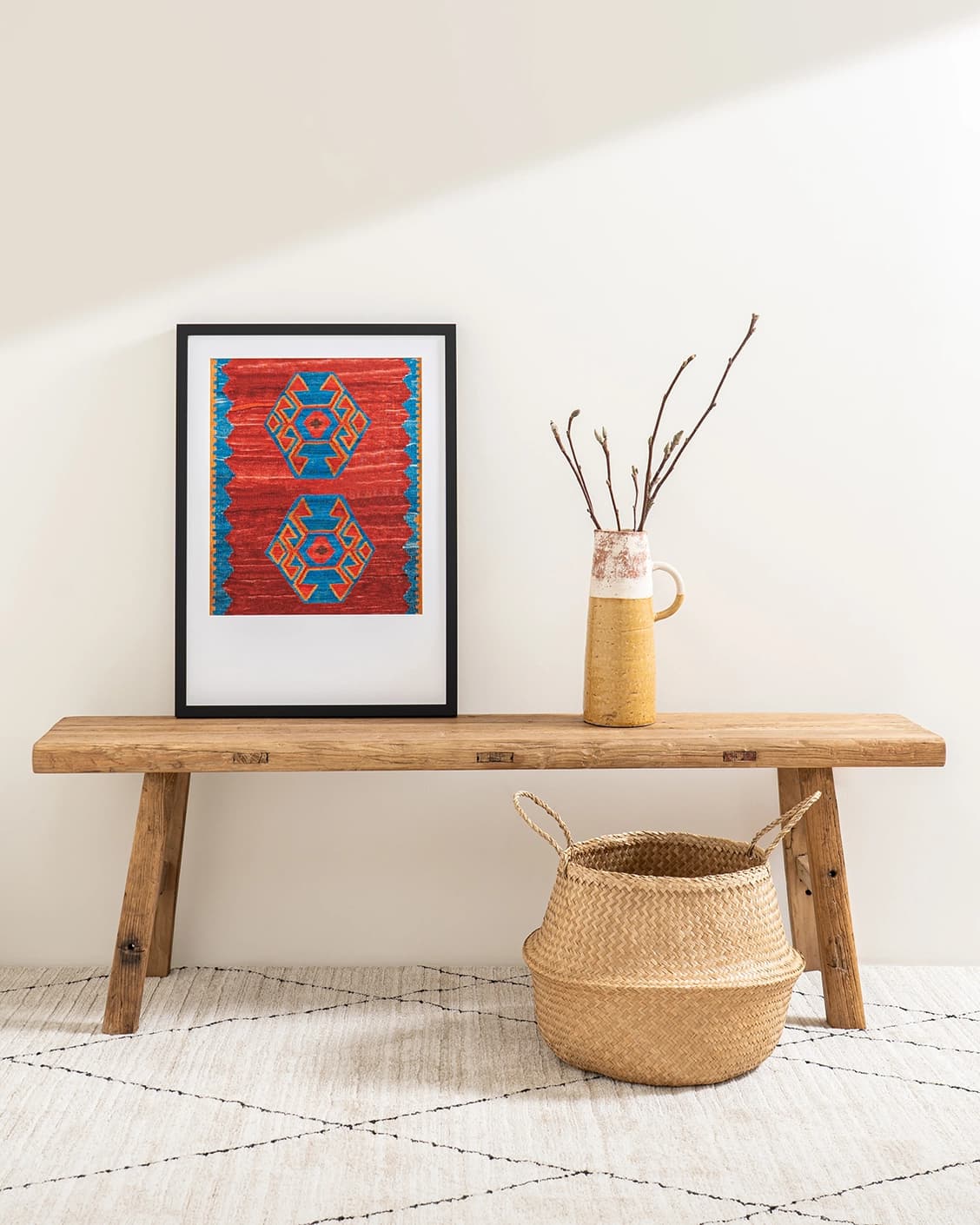 Scorpio fine art print in red and blue, shown in a lifestyle front view as image 2