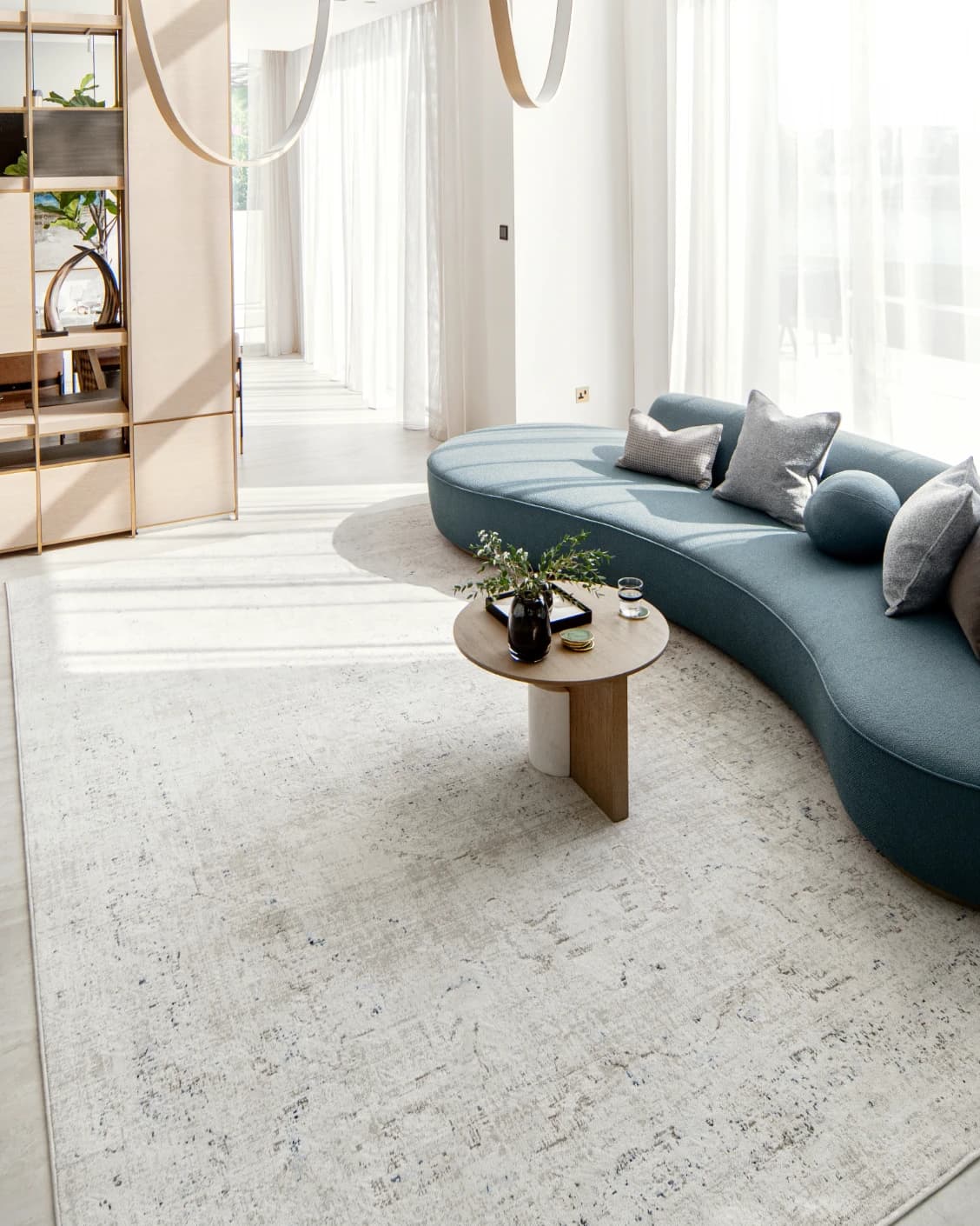 Sheldon Bianca carpet in beige, shown in a lifestyle front view as image 4