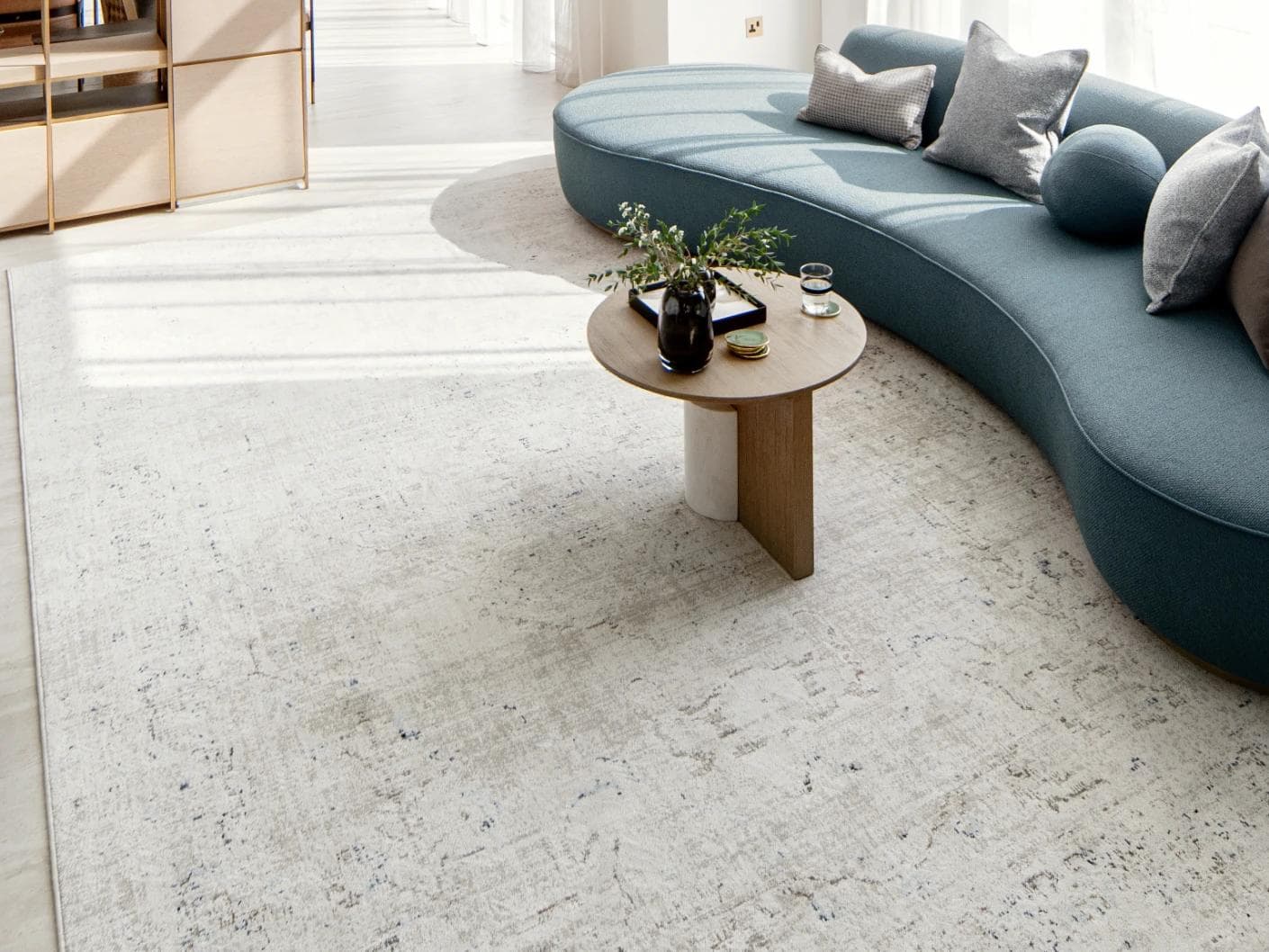 Sheldon Bianca carpet in beige, shown in a lifestyle front view as image 4