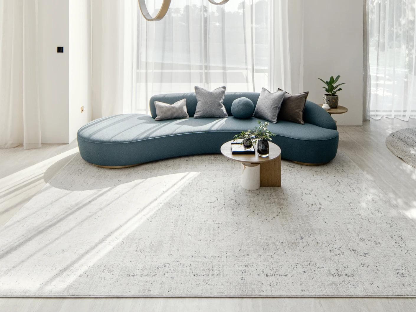 Sheldon Bianca carpet in beige, shown in a lifestyle front view as image 5