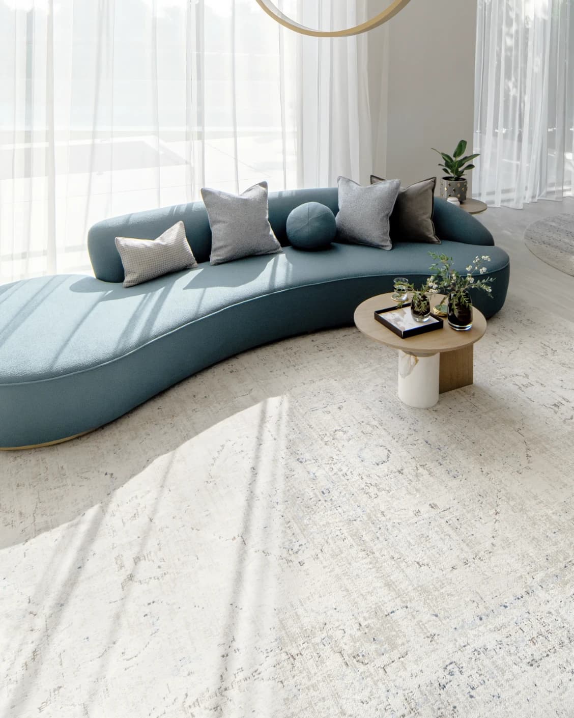 Sheldon Bianca carpet in beige, shown in a lifestyle left view as image 6