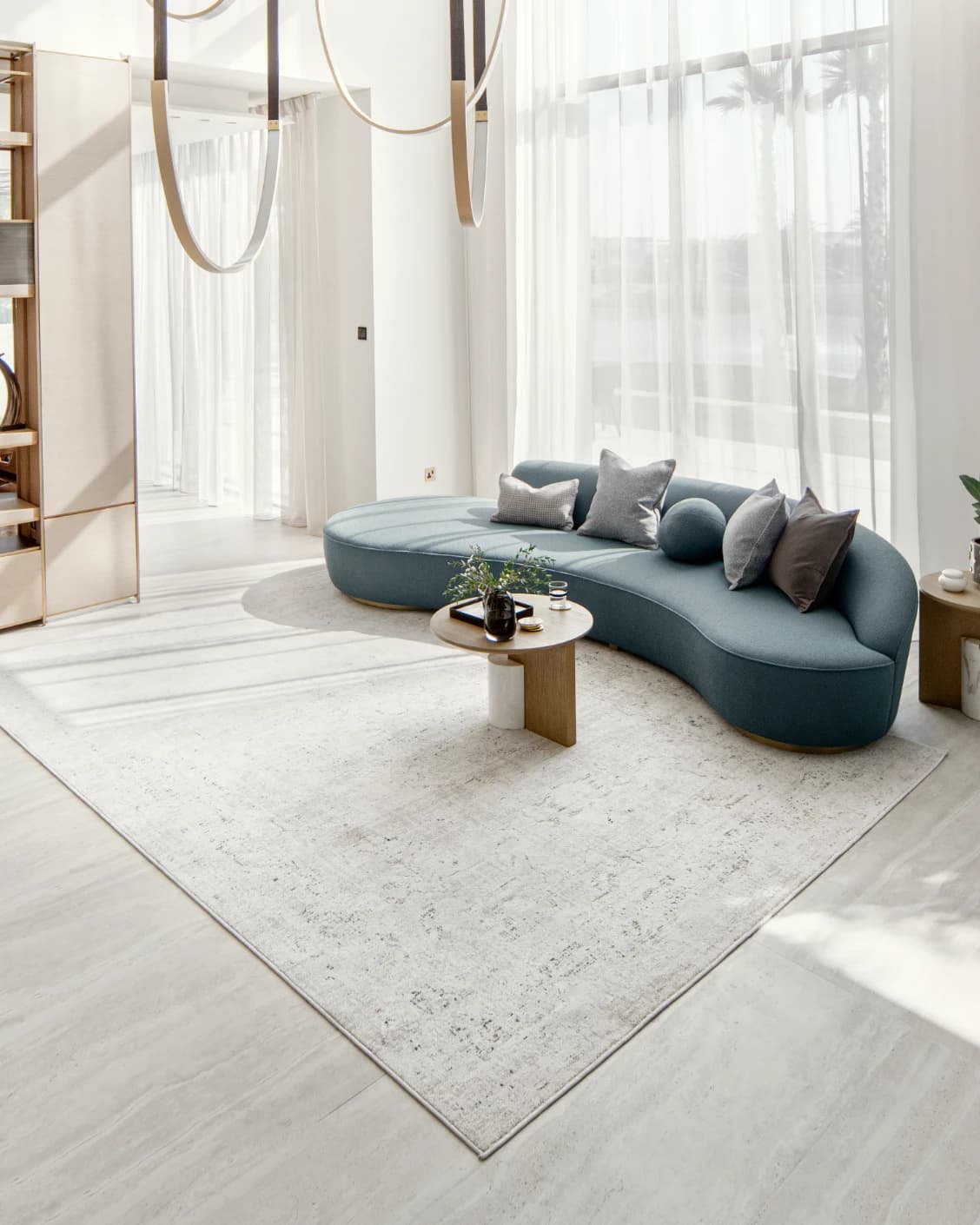 Sheldon Bianca carpet in beige, shown in a lifestyle right view as image 7