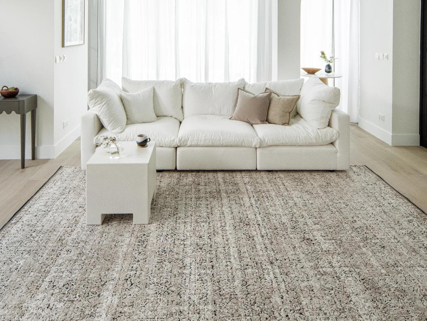 Sheldon Dune carpet in beige, shown in a lifestyle front view as image 4