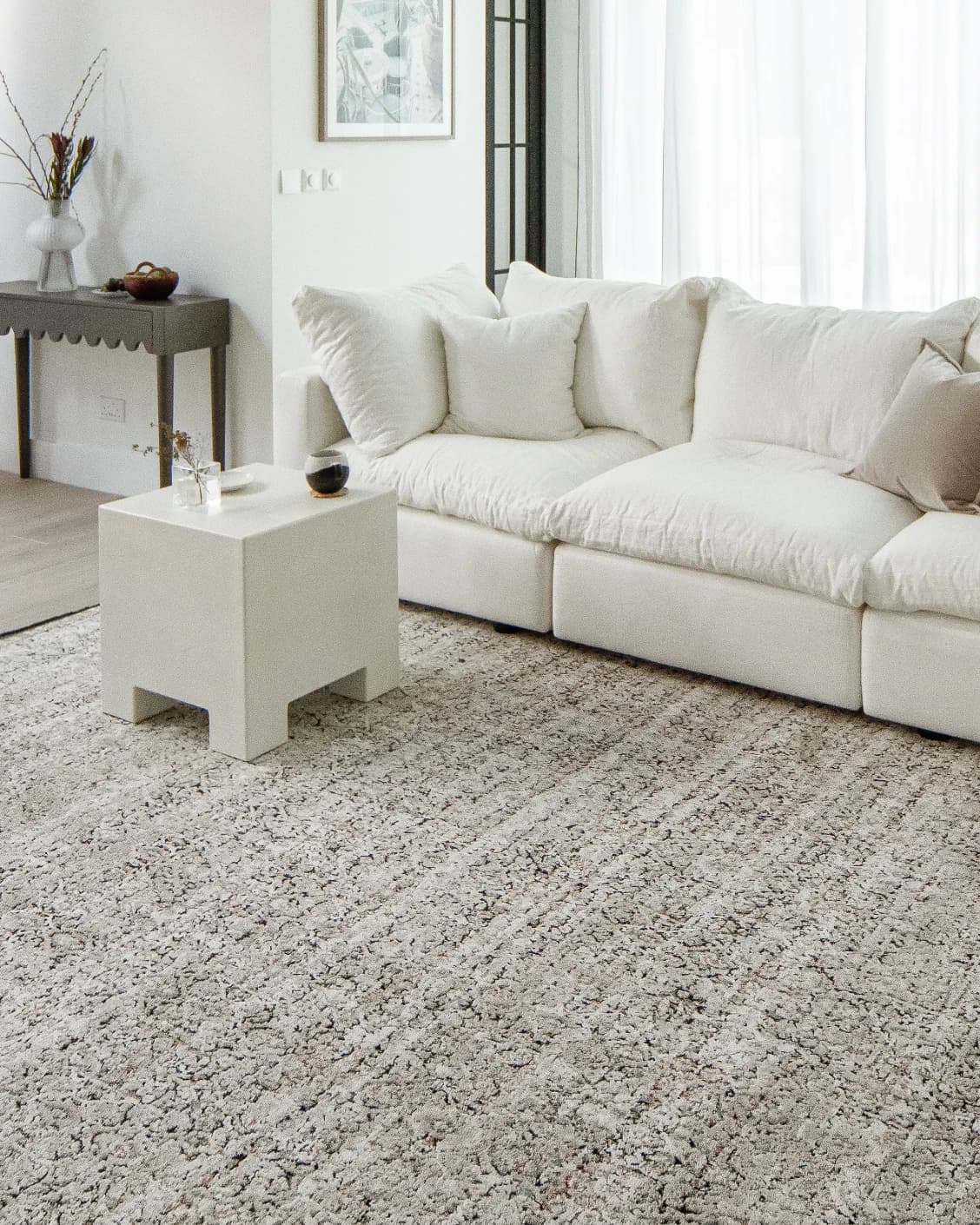 Sheldon Dune carpet in beige, shown in a lifestyle right view as image 7