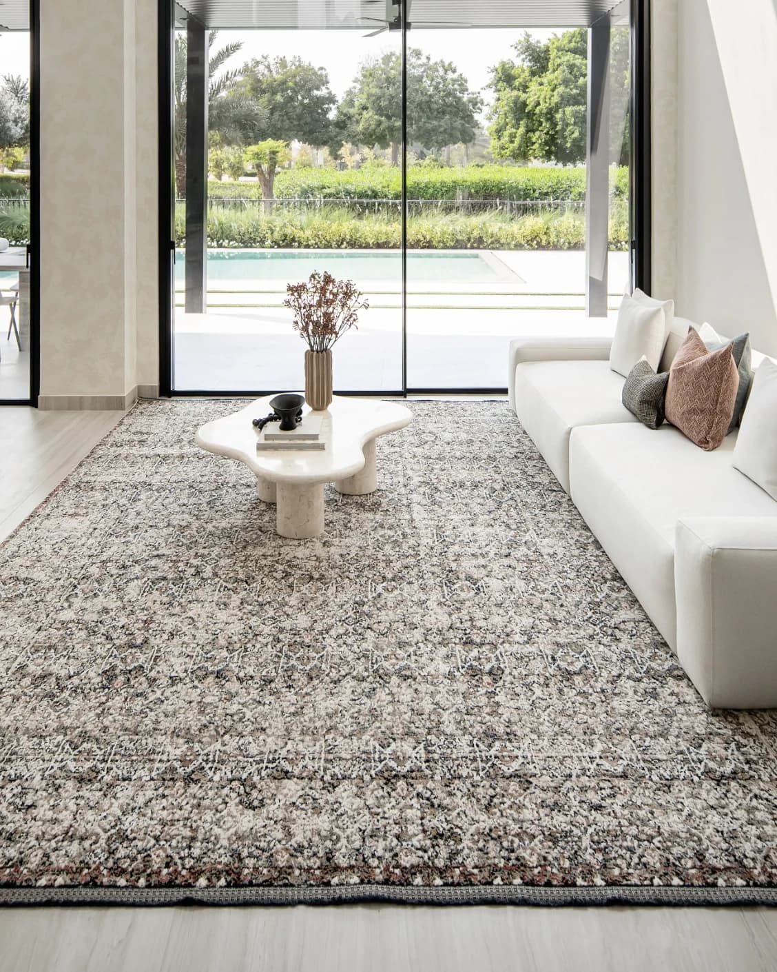 Sheldon Ebony carpet in black and beige, shown in a lifestyle front view as image 7
