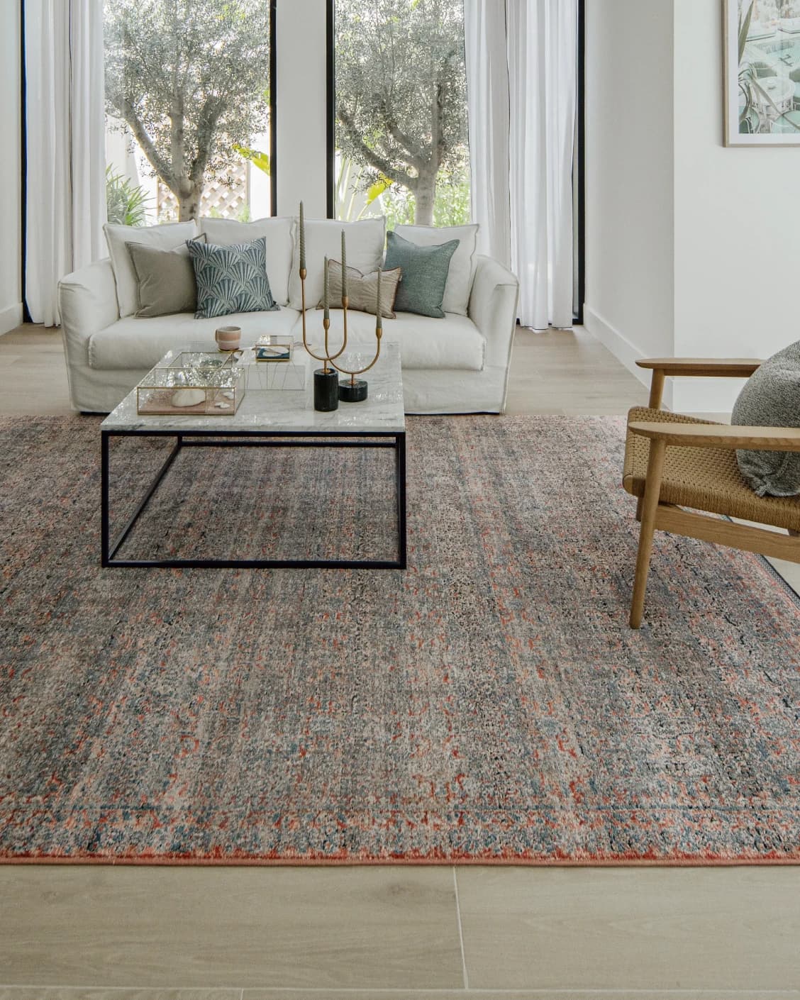 Sheldon Rosso carpet in red and rust, shown in a lifestyle front view as image 4