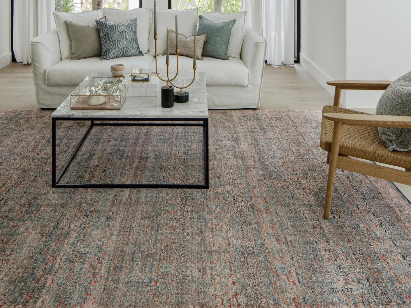 Sheldon Rosso carpets in red and rust, shown in a lifestyle front view as image 2