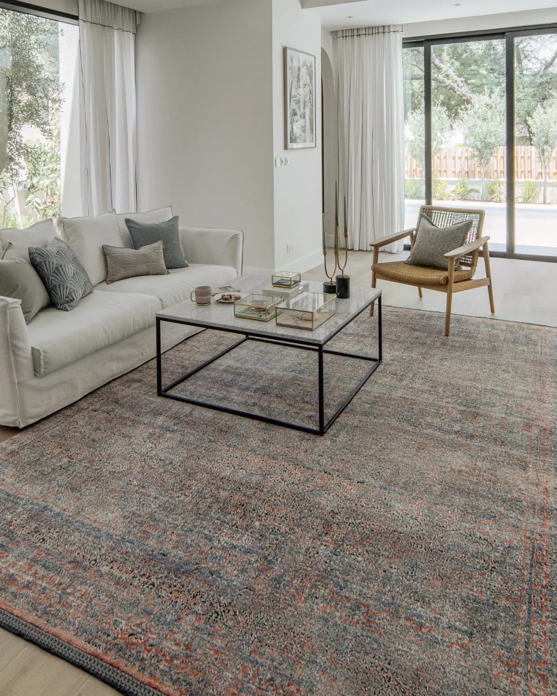 Sheldon Rosso carpet in red and rust, shown in a lifestyle left view as image 6