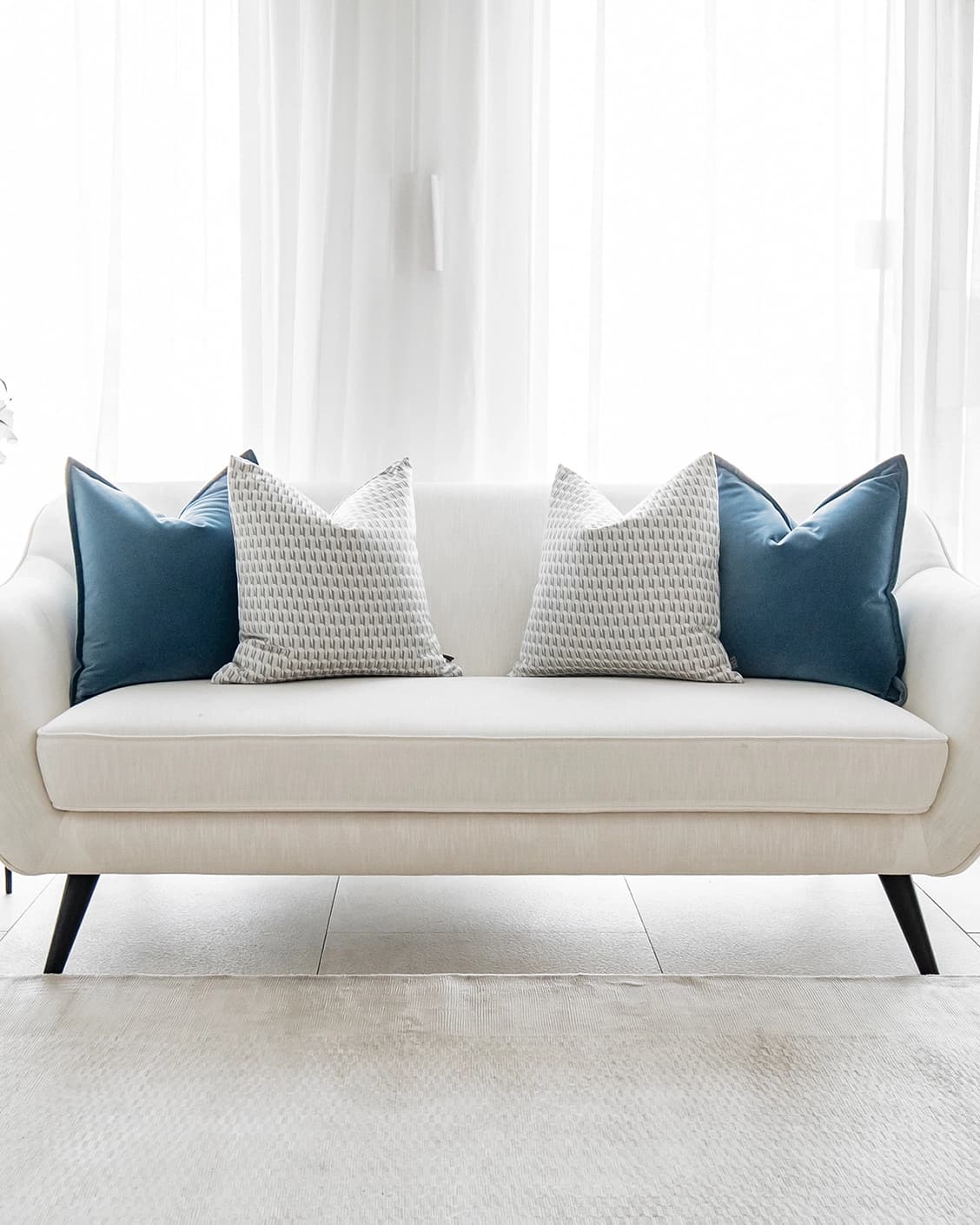 Shirley Bundle bundle - indoor in blue, white and silver, shown in a lifestyle front view as image 1
