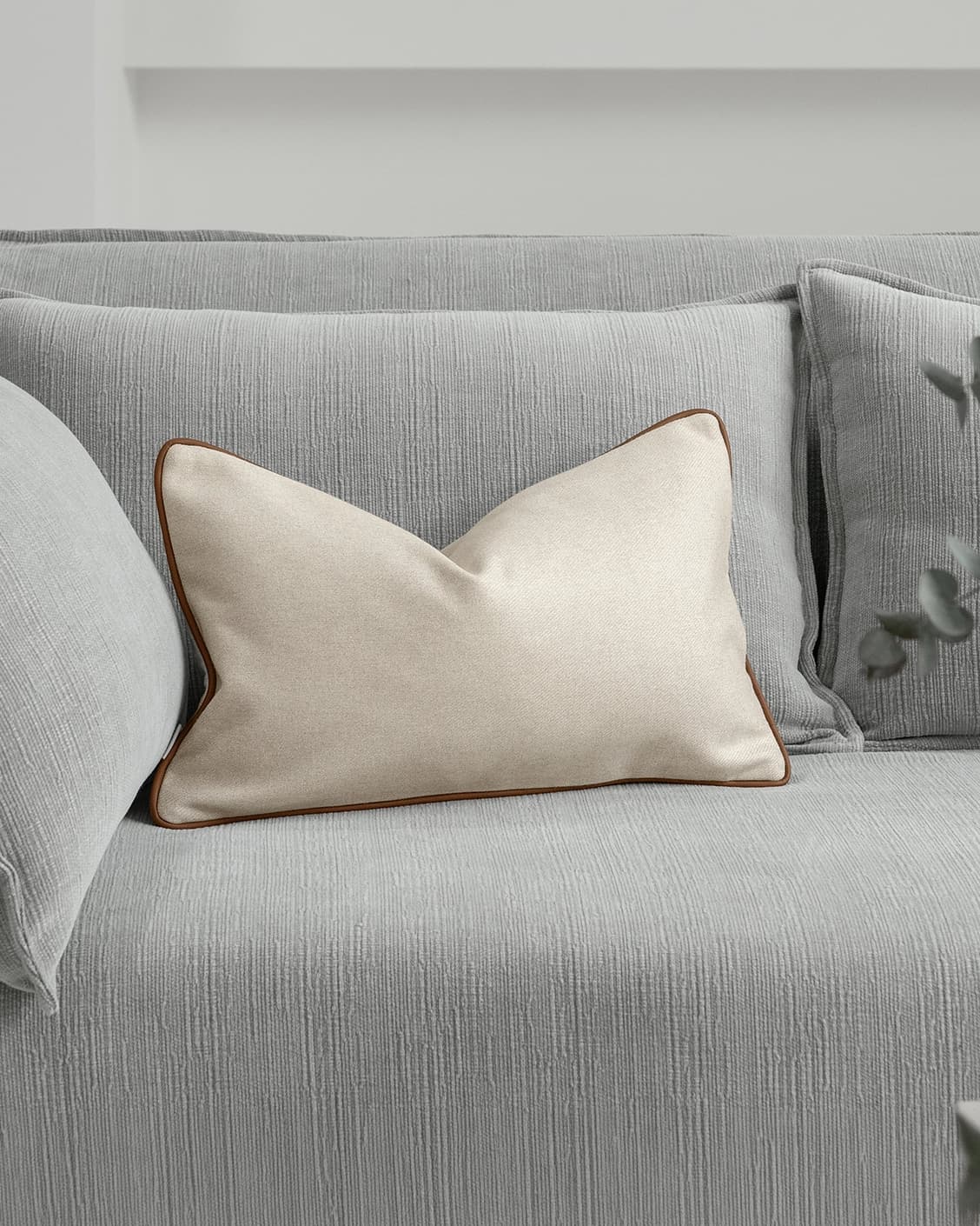 Silvie Klimt II cushion in cream, shown in a lifestyle front view as image 2