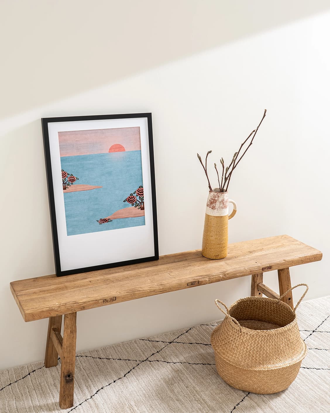 Slo Mo fine art print in blue, shown in a lifestyle top view as image 4