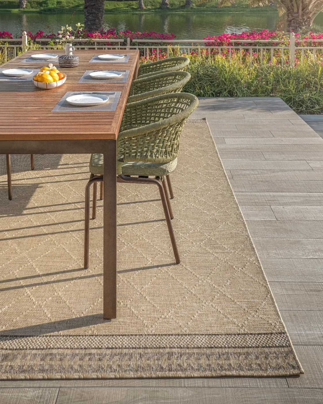 Solana Dune carpet in dune and brown, shown in a lifestyle front view as image 9