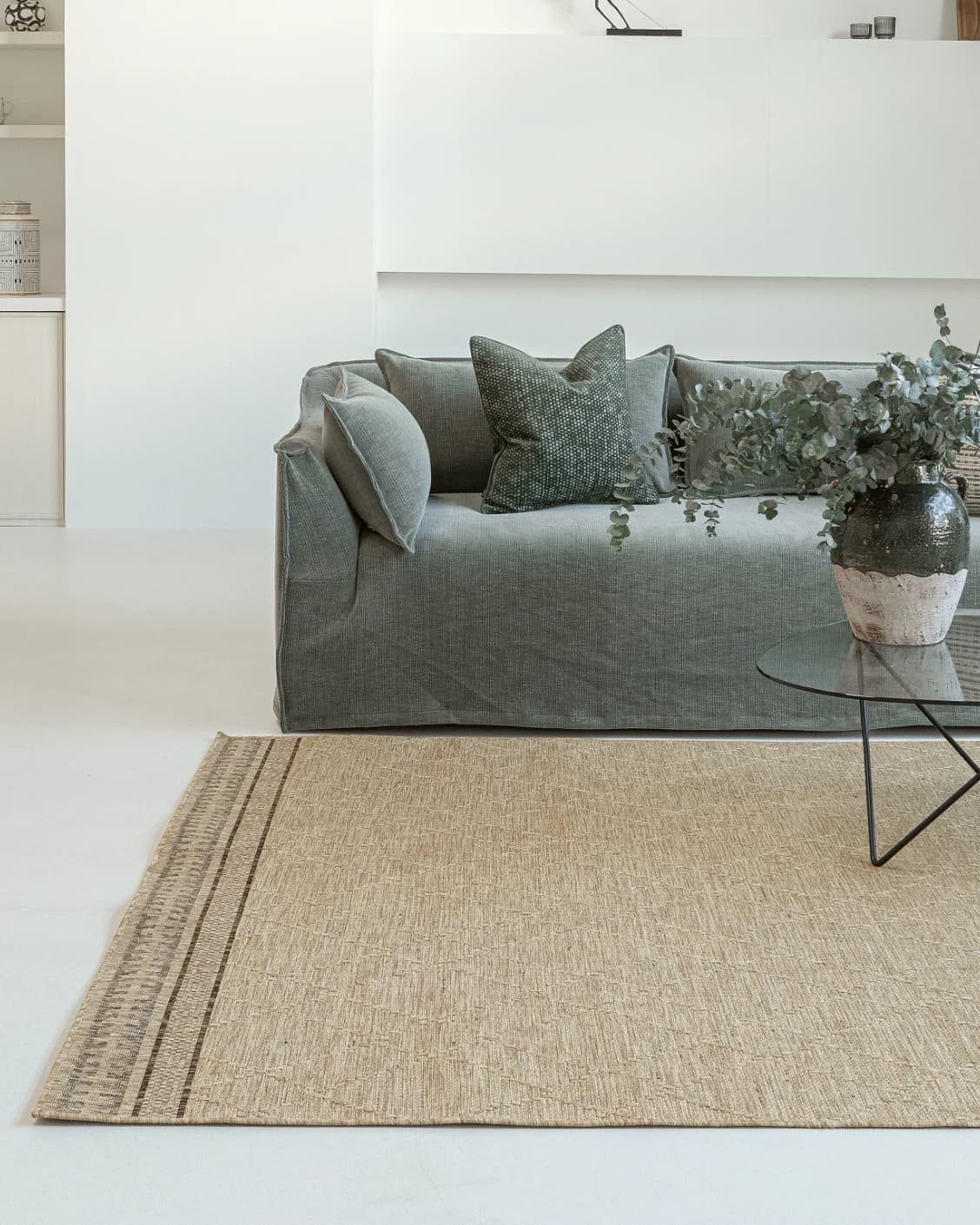 Solana Dune carpet in dune and brown, shown in a lifestyle front view as image 6