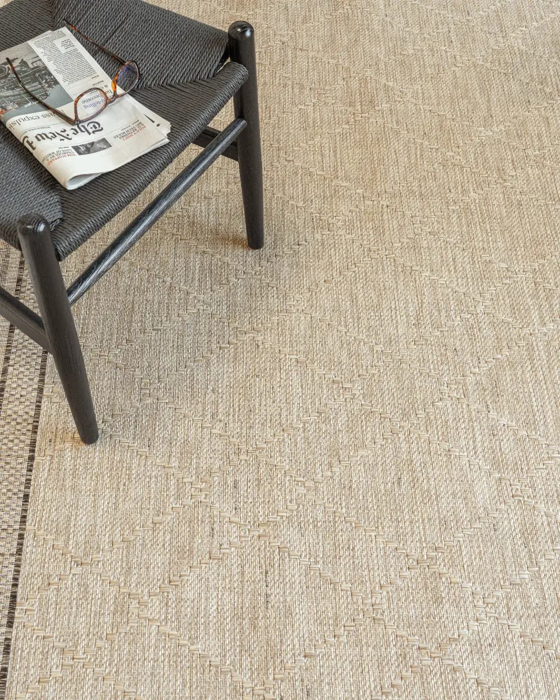 Solana Dune carpet in dune and brown, shown in a lifestyle top view as image 11