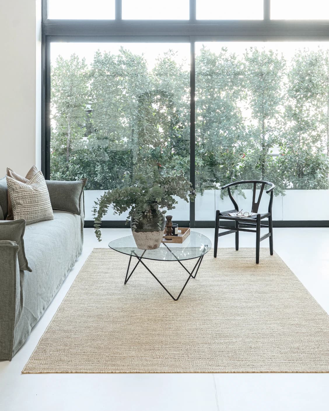 Solana Sandy carpet in sandy and brown, shown in a lifestyle front view as image 7
