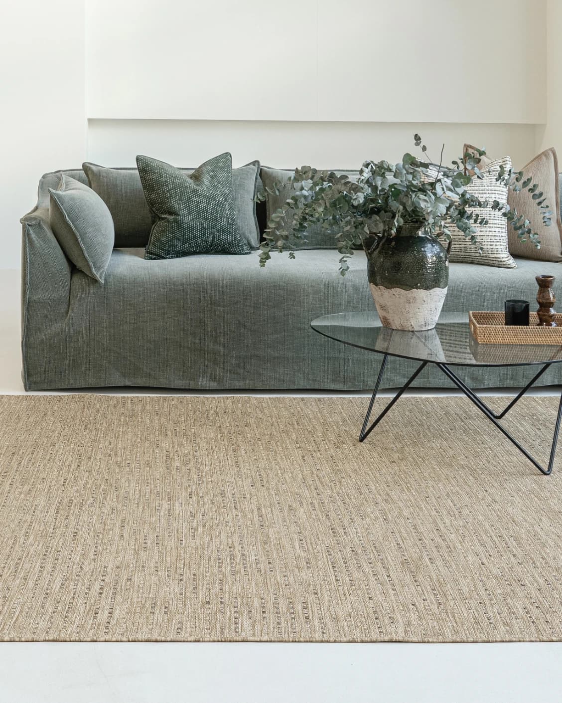 Solana Sandy carpet in sandy and brown, shown in a lifestyle front view as image 8