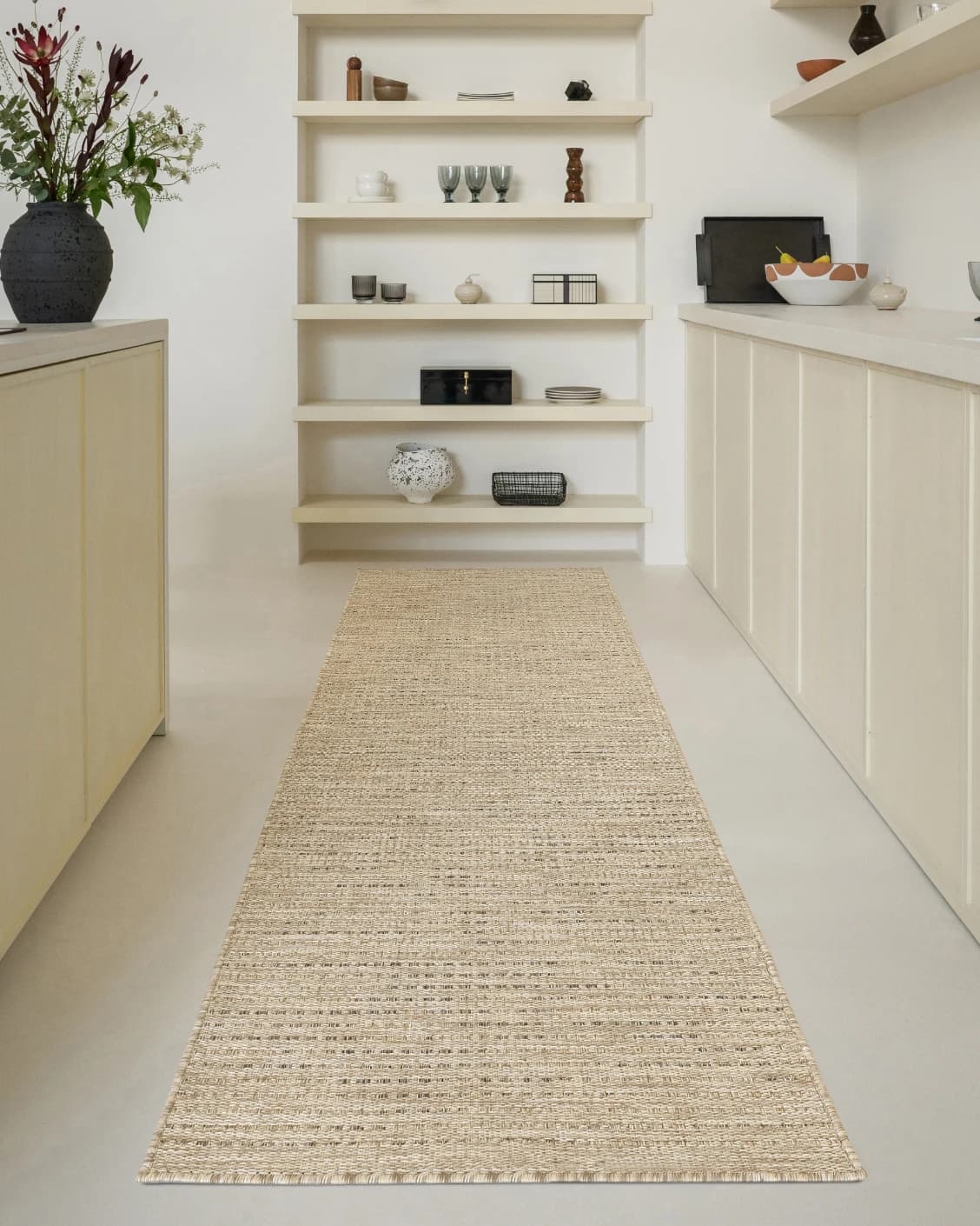 Solana Sandy Runners carpet in sandy and brown, shown in a lifestyle front view as image 4