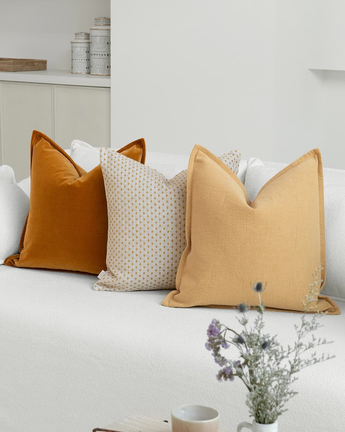 Sravan Bundle cushions, shown in a lifestyle front view as video image
