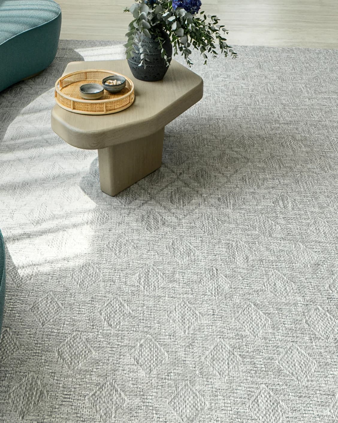 Summer Ashton carpet in grey, shown in a lifestyle close-up as image 4