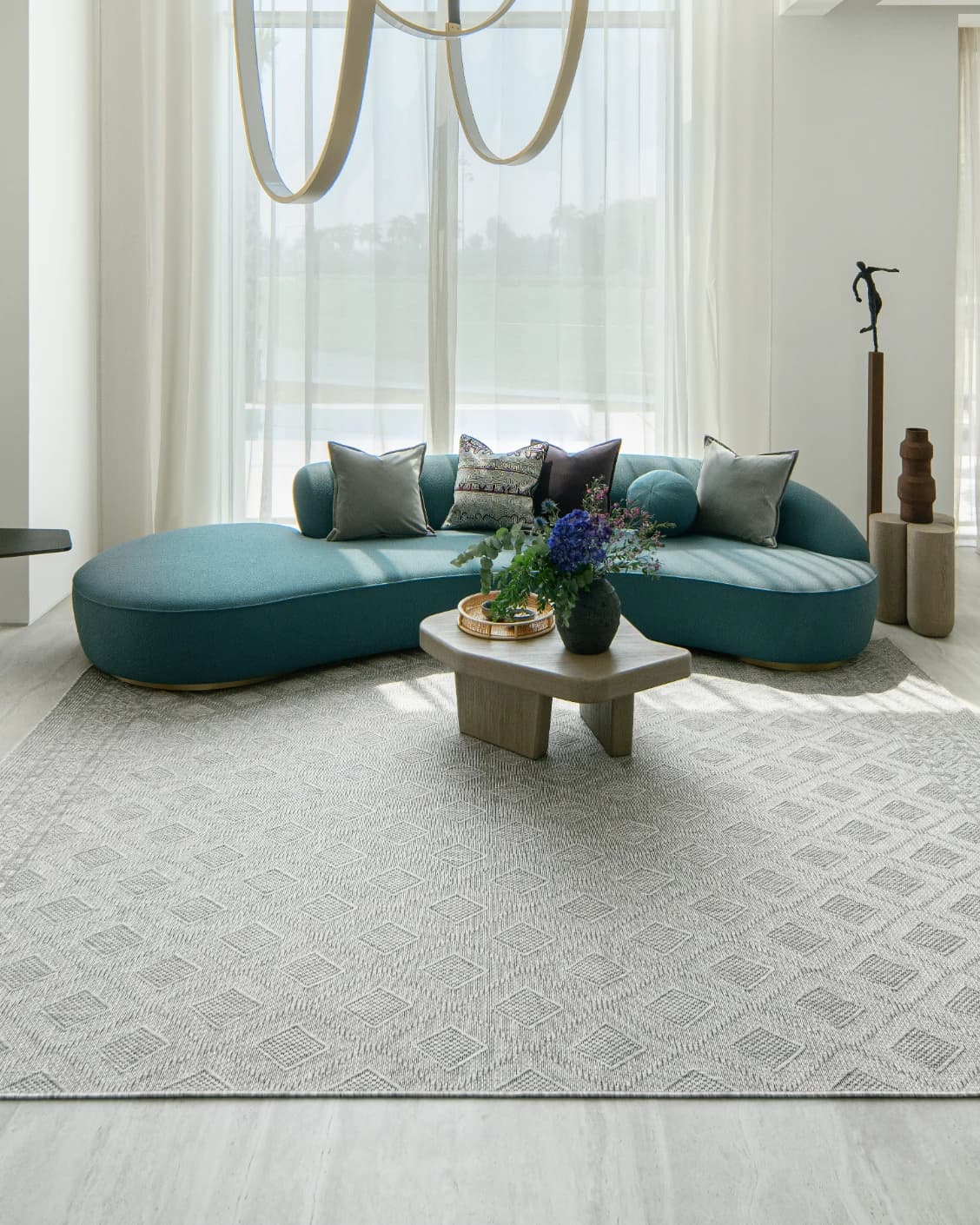 Summer Ashton carpet in grey, shown in a lifestyle front view as image 7