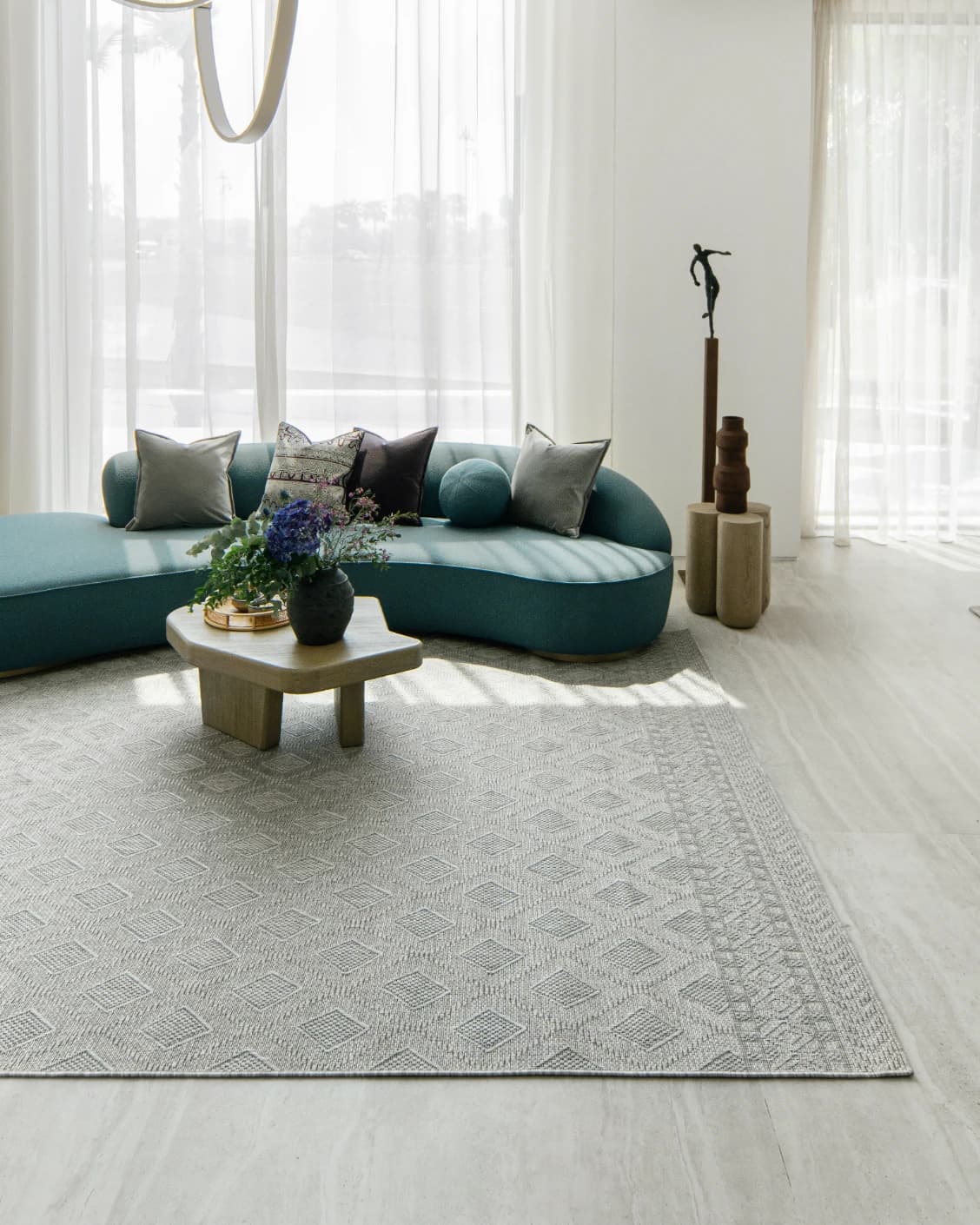 Summer Ashton carpet in grey, shown in a lifestyle front view as image 8