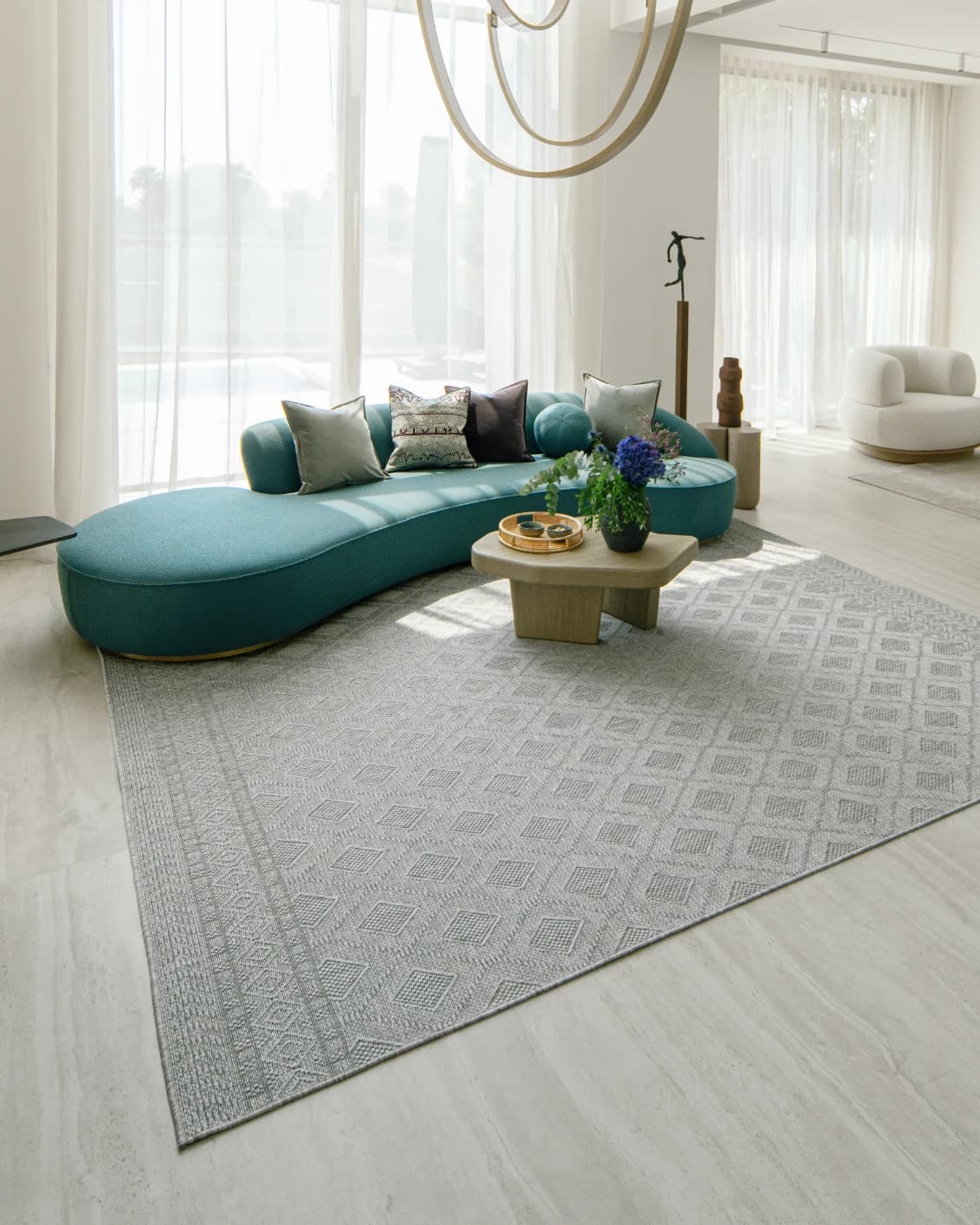 Summer Ashton carpet in grey, shown in a lifestyle left view as image 9