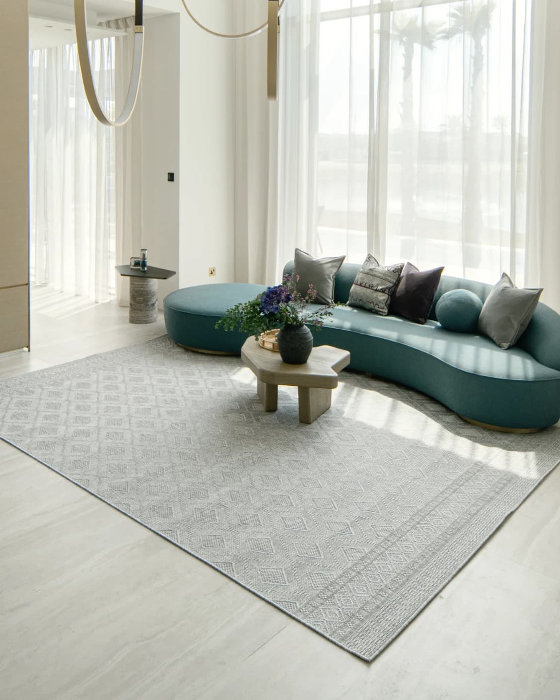 Summer Ashton carpet in grey, shown in a lifestyle right view as image 12