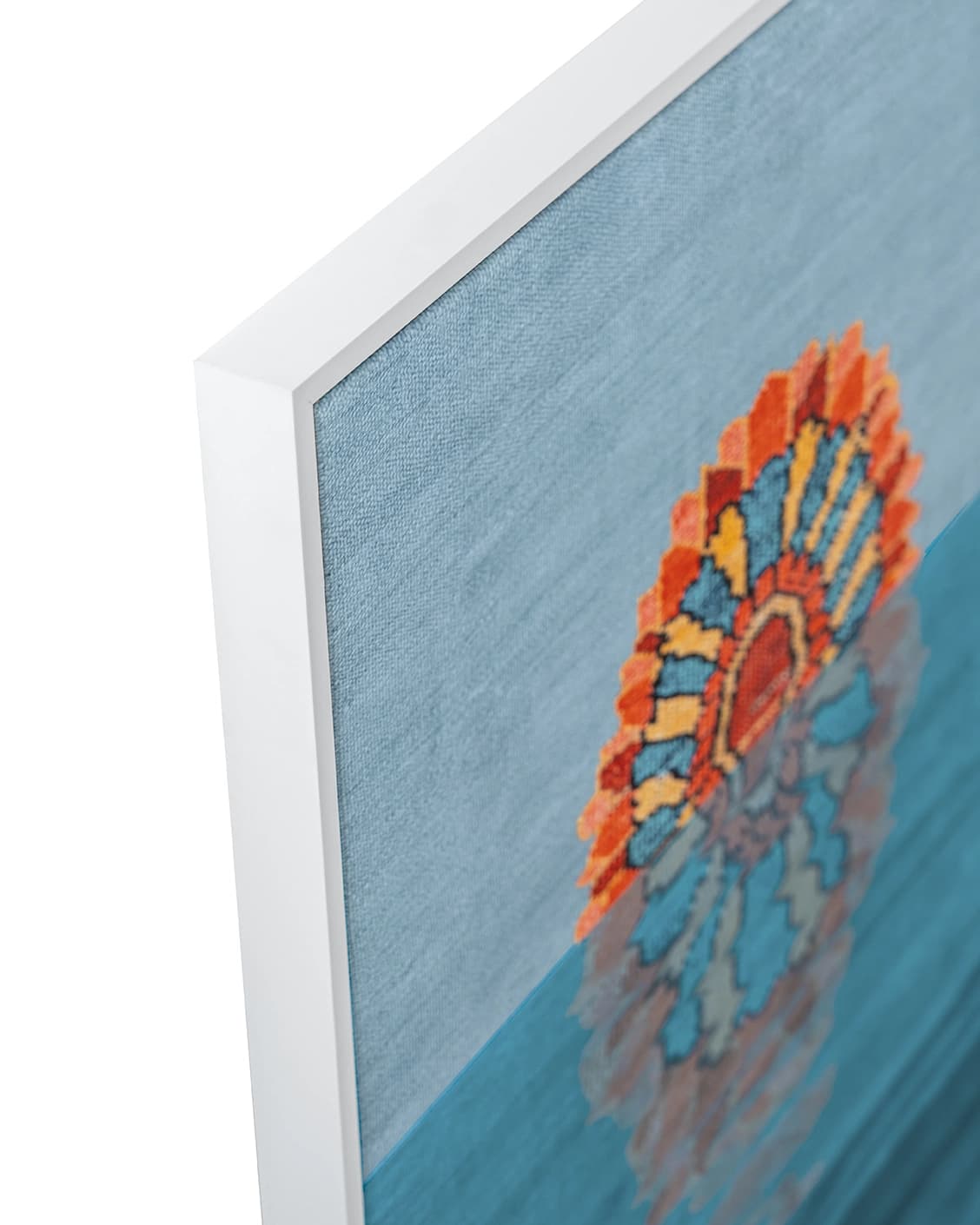 Sunflower canvas in blue, shown in a lifestyle close-up as image 5