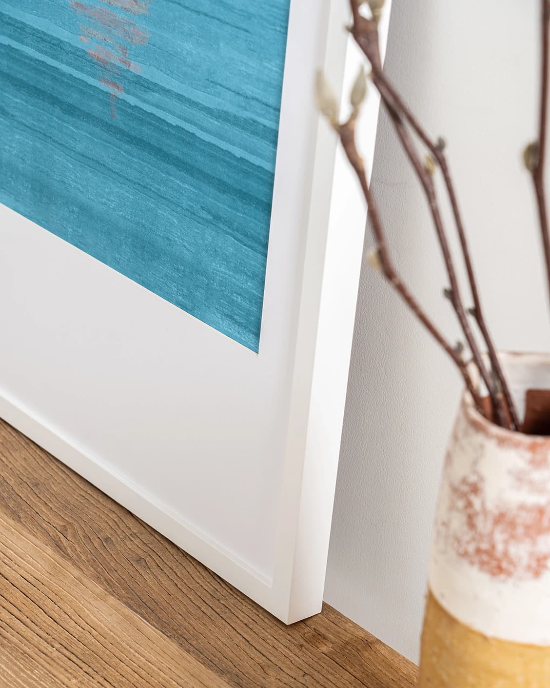 Sunflower fine art print in blue, shown in a lifestyle close-up view as image 5