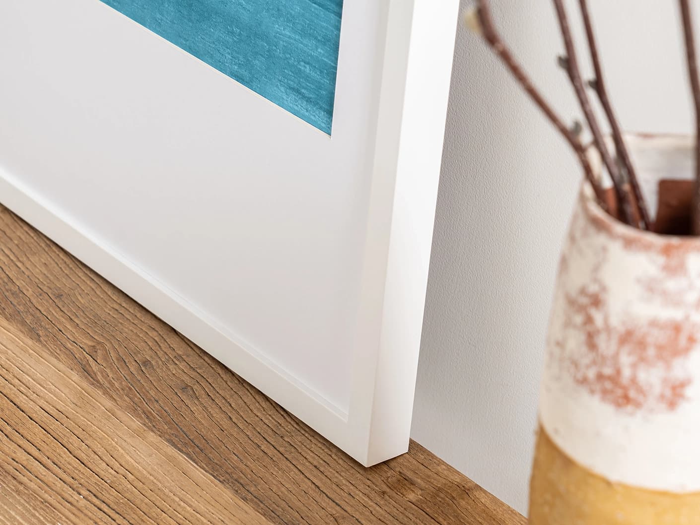Sunflower fine art print in blue, shown in a lifestyle close-up view as image 2