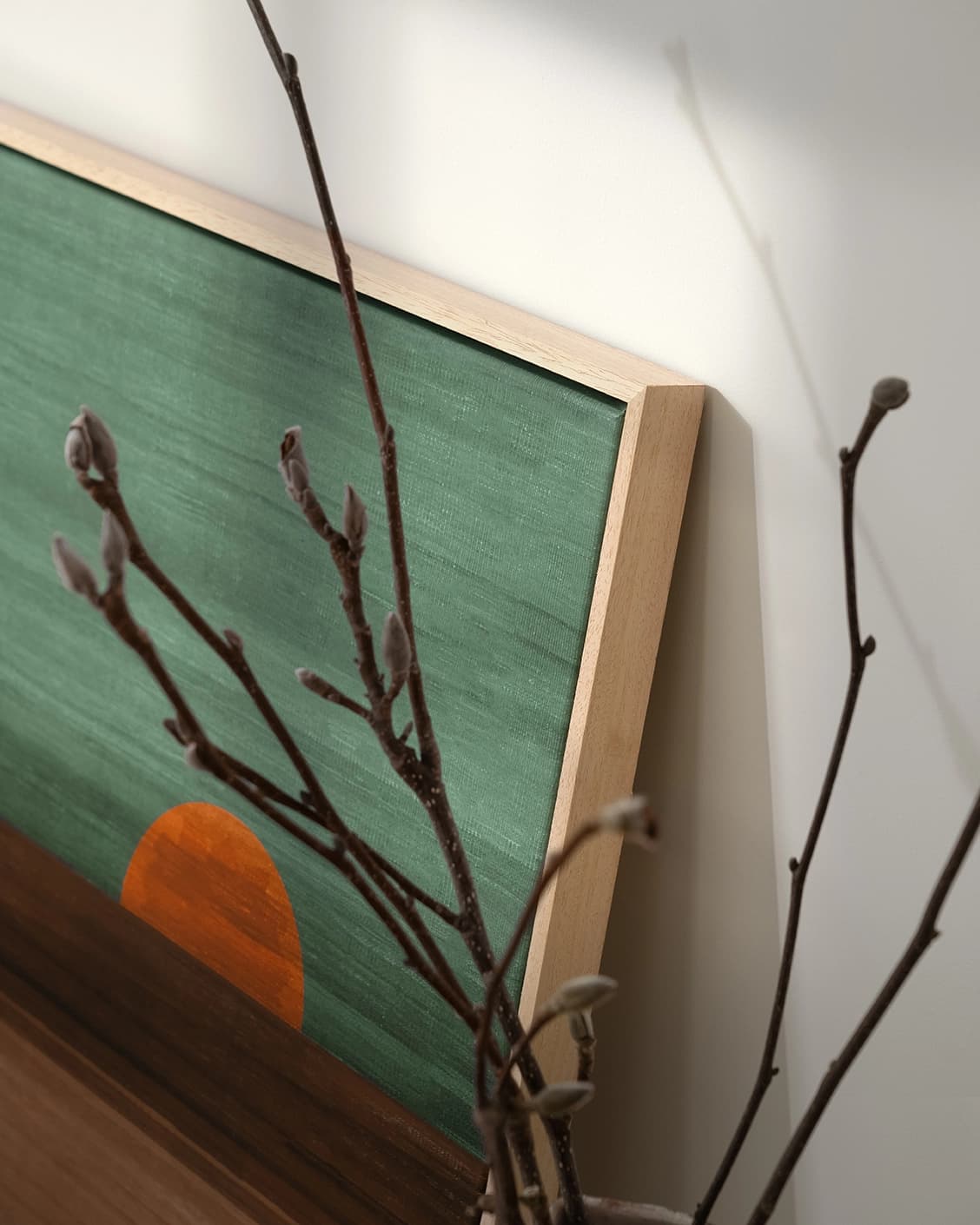 Sunset canvas in green, shown in a lifestyle close-up as image 6