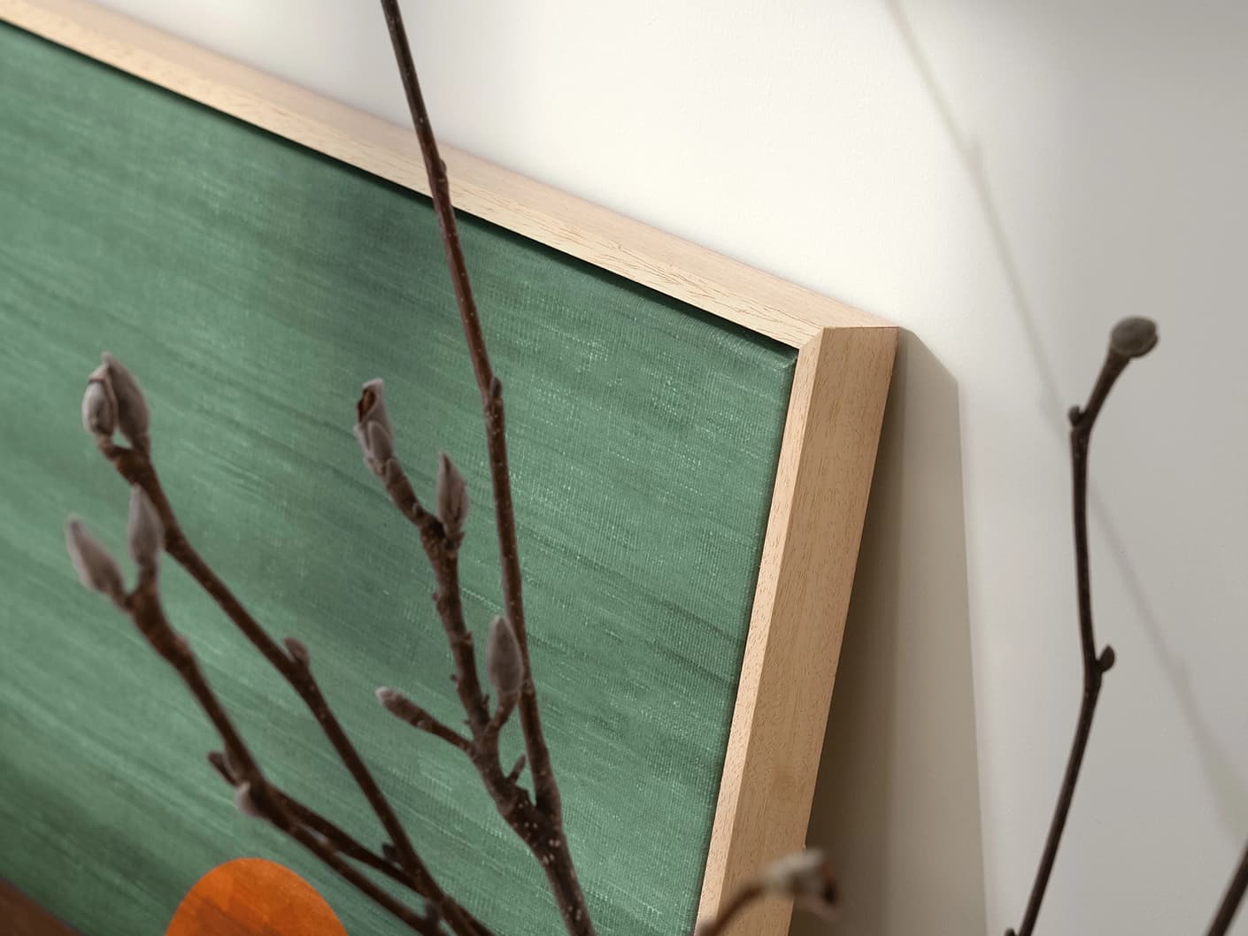 Sunset canvas in green, shown in a lifestyle close-up as image 3