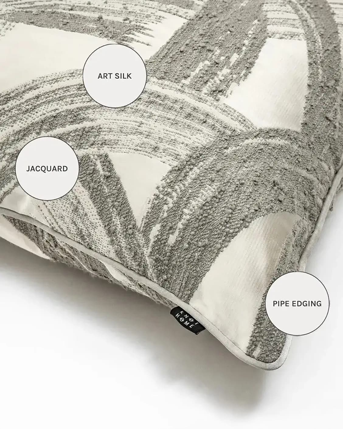 Tanya Laurent cushions in white and grey, shown in a product close-up as image 9