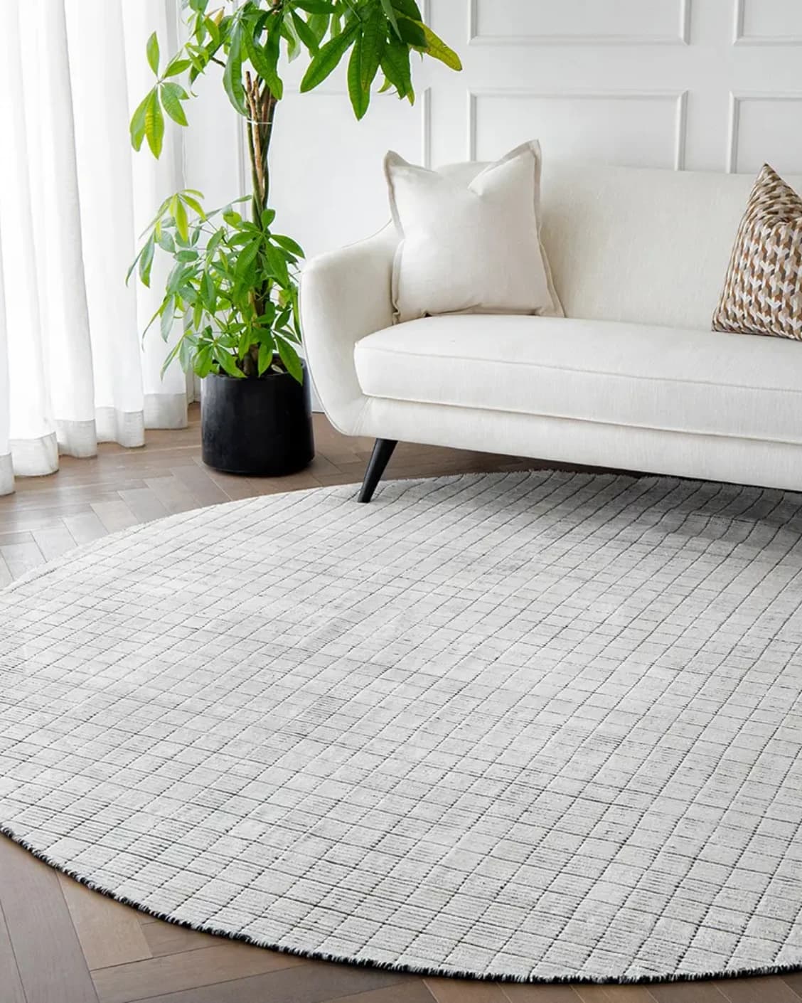 Taylor Bianca carpet in black and white, shown in a lifestyle front view as image 5