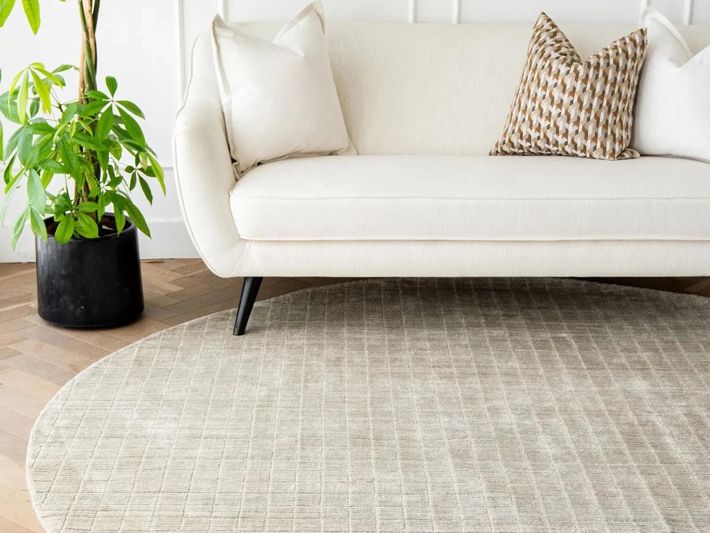 Taylor Dune carpets in taupe, shown in a lifestyle front view as image 1
