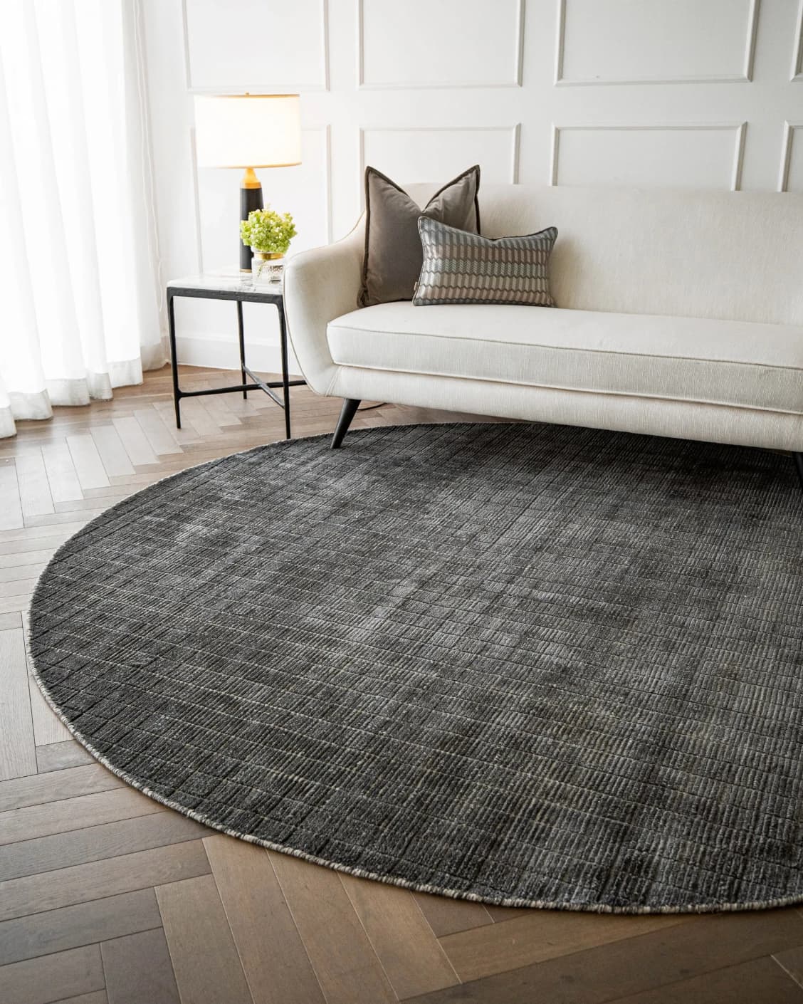 Taylor Ebony carpet in ebony, black and grey, shown in a lifestyle front view as image 5
