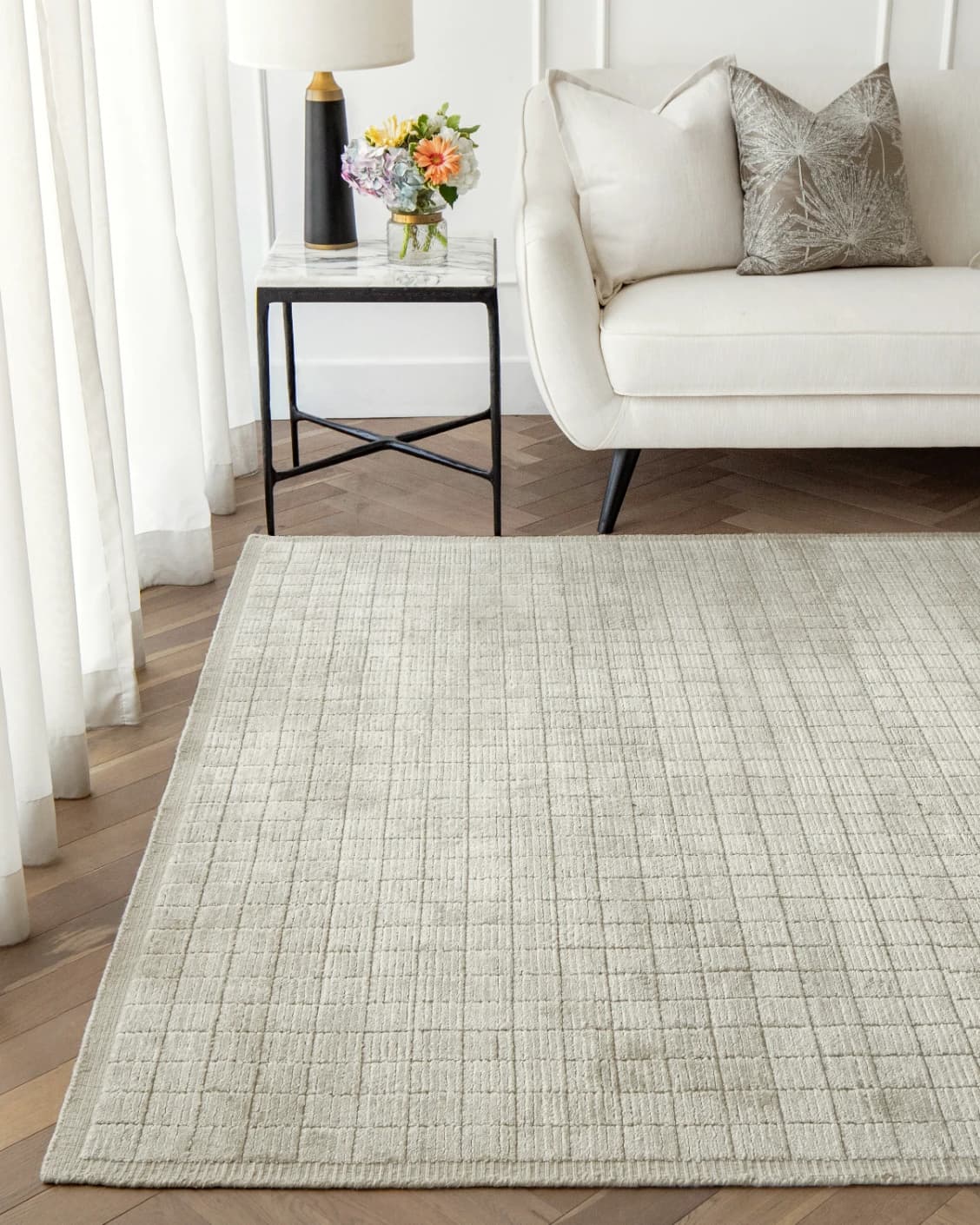 Taylor Sandy carpet in beige, shown in a lifestyle front view as image 4