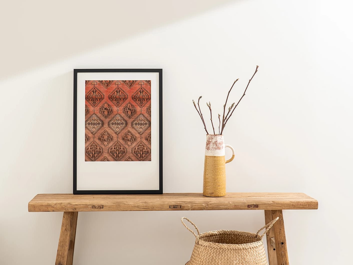 Terracotta fine art print in brown, shown in a lifestyle front view as image 3