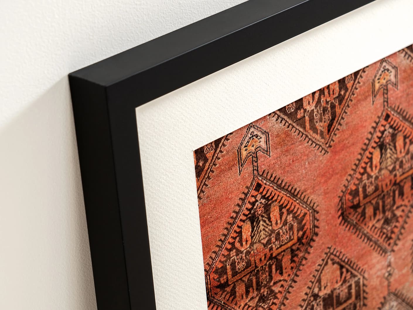 Terracotta fine art print in brown, shown in a lifestyle close-up view as image 1