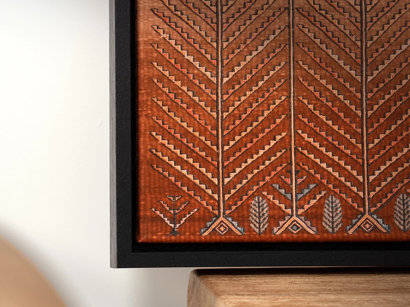 The Path canvas in blue, green and brown, shown in a lifestyle close-up as image 3