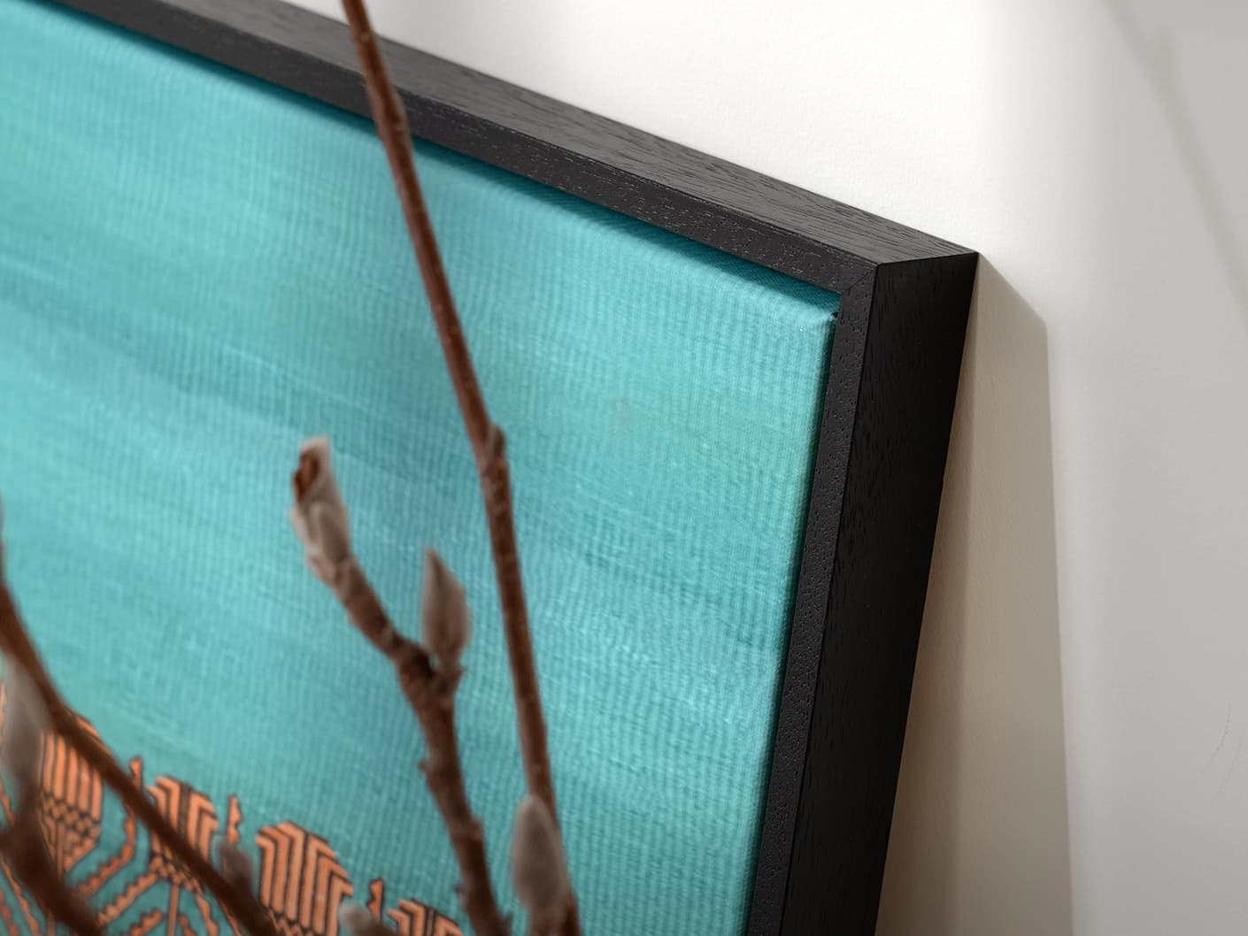 The Path canvas in blue, green and brown, shown in a lifestyle close-up as image 1
