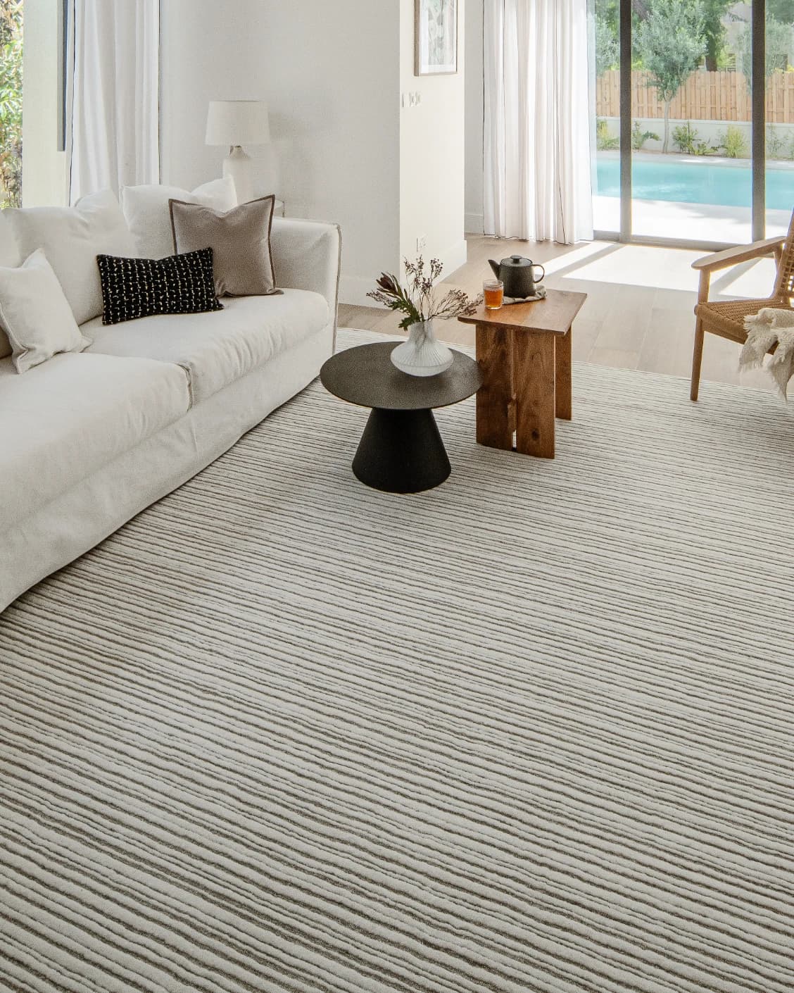 Theodore Dune carpets in grey and white, shown in a lifestyle front view as image 2