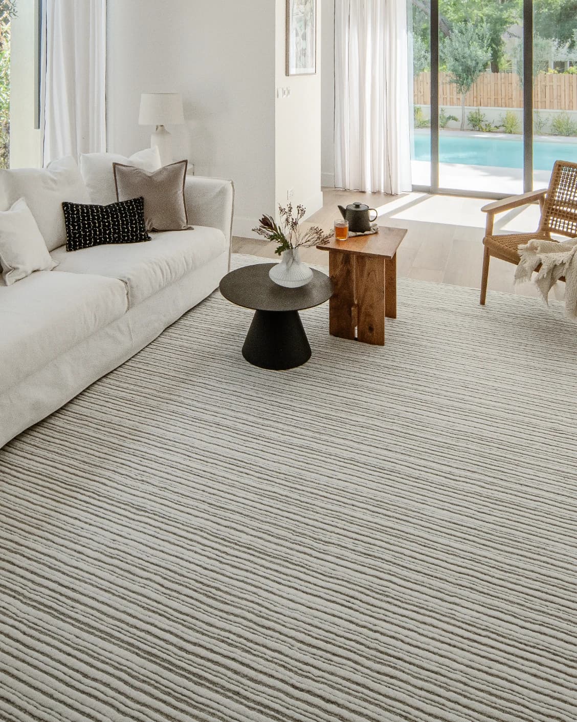 Theodore Dune carpets in grey and white, shown in a lifestyle front view as image 3