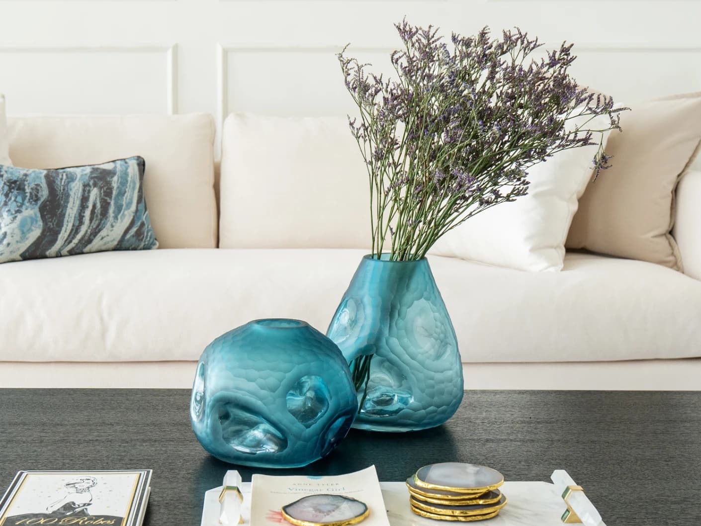 Tiffany Storms vases, shown in a lifestyle front view