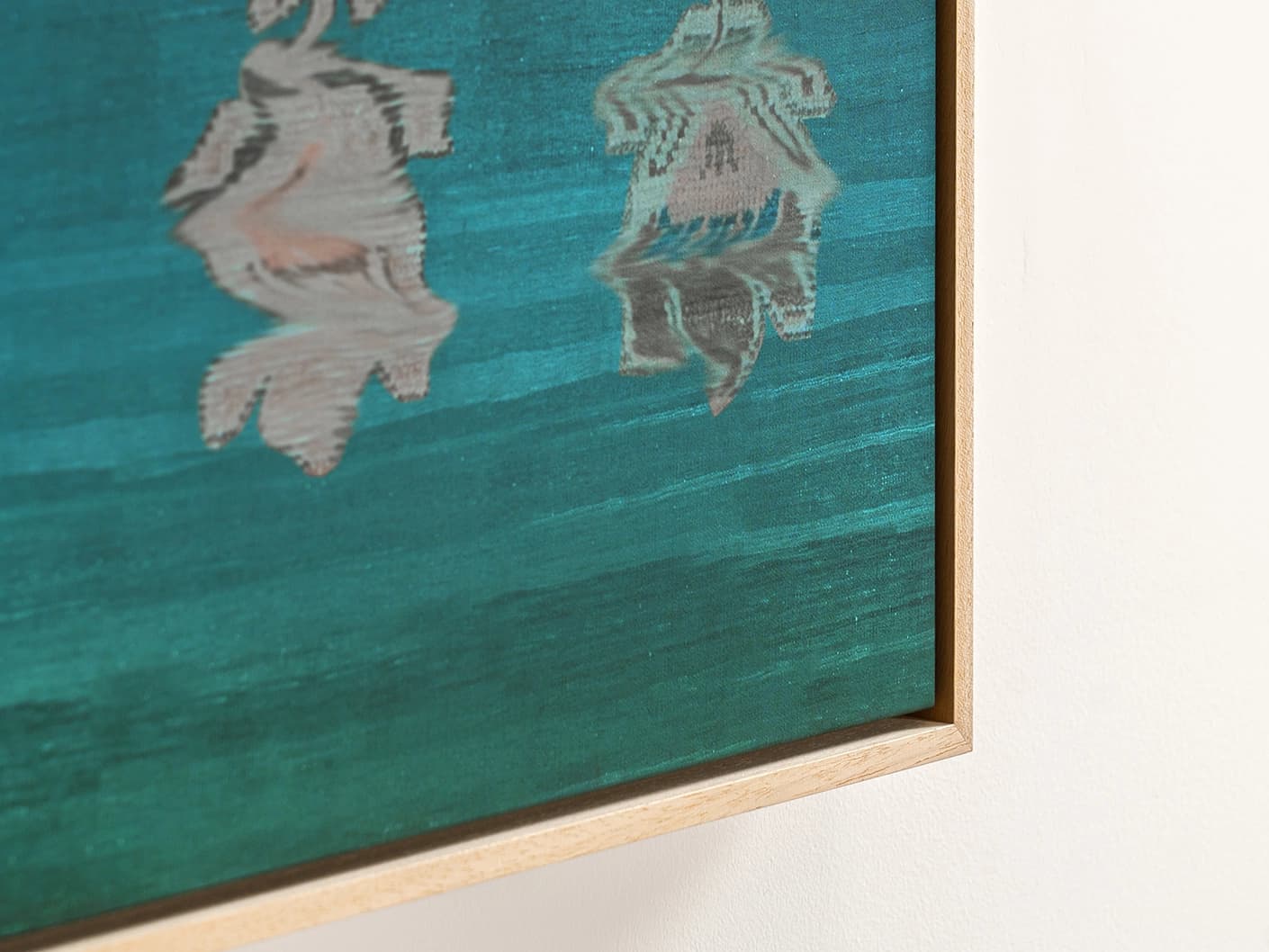 Tulips canvas in blue and beige, shown in a lifestyle close-up as image 2