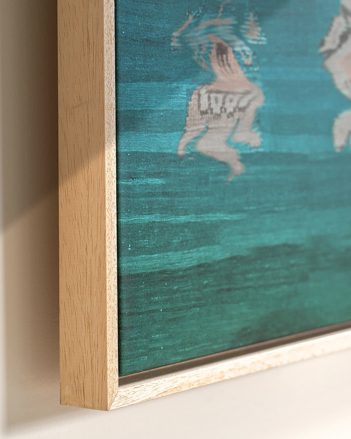 Tulips canvas in blue and beige, shown in a lifestyle close-up as image 6