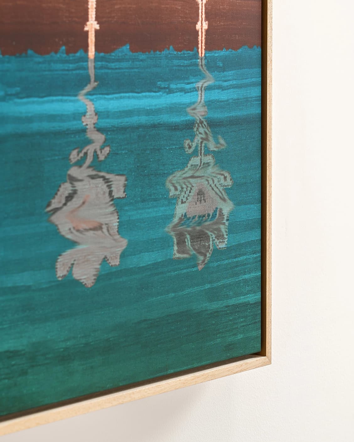 Tulips canvas in blue and beige, shown in a lifestyle close-up as image 5