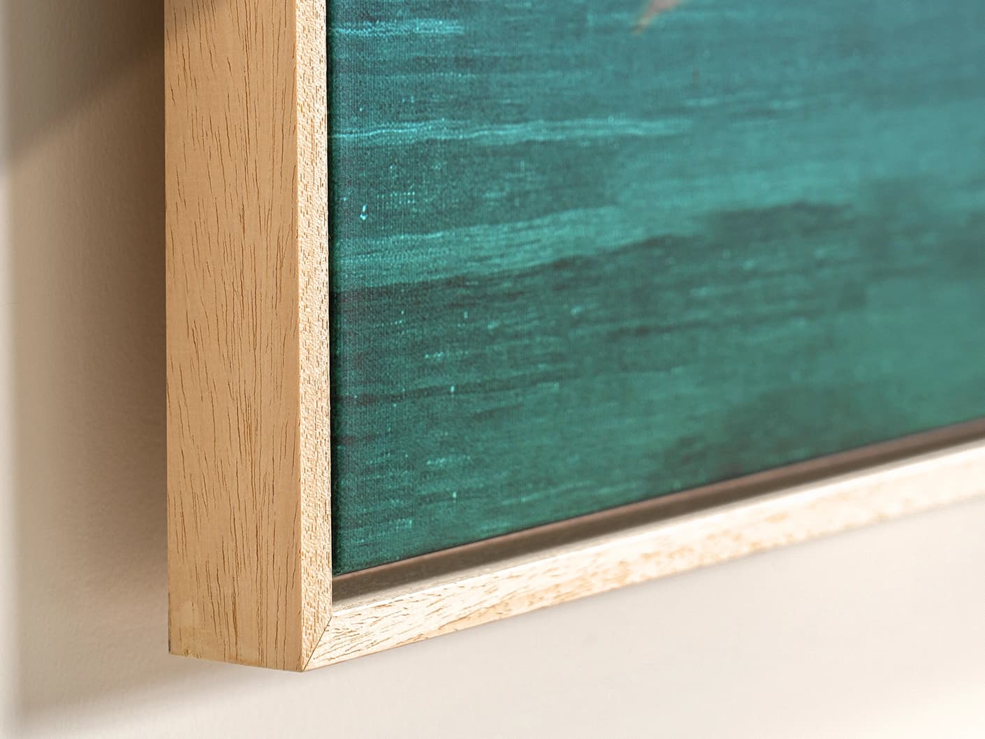Tulips canvas in blue and beige, shown in a lifestyle close-up as image 1